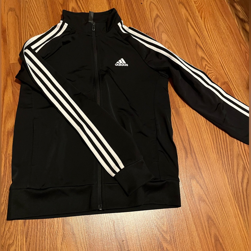 Adidas Kids Black Joggers with White Stripes